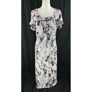 Parker Maxi Dress XS Lilac Floral Print Off The Shoulder Layered AOP‎  $298